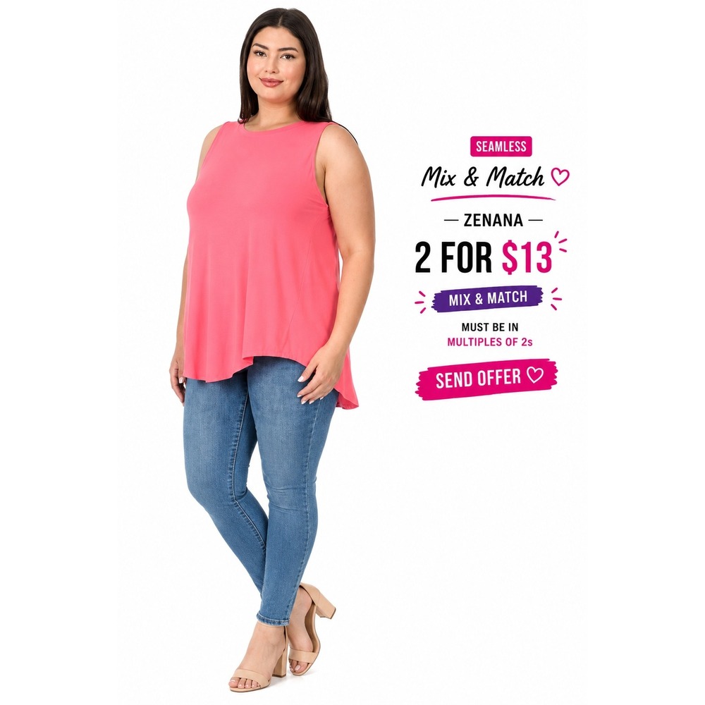 Women's Plus Size Tank Top by Zenana Hi-Low Desert Rose Size 3X New With Tags